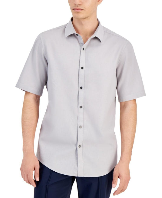 Translation missing: en.Alfani Men's Short-Sleeve Solid Textured Shirt Grey Fog-Small