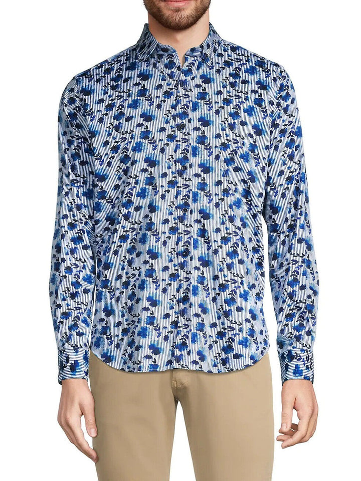Translation missing: en.Robert Graham Men's Trudie Tailored-Fit Floral Shirt - Blue - Size XL