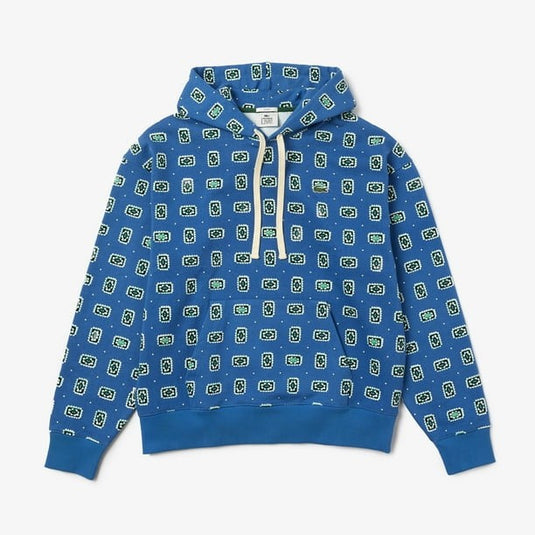 Translation missing: en.Lacoste Men's Lacoste L!VE Loose Fit Hooded Print Cotton Hoodie Blue-Med SH2779