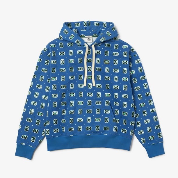 Translation missing: en.Lacoste Men's Lacoste L!VE Loose Fit Hooded Print Cotton Hoodie Blue-Med SH2779
