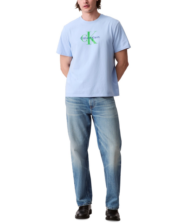 Translation missing: en.Calvin Klein Men's Relaxed-Fit Logo T-Shirt - Chambray Blue-Size Medium