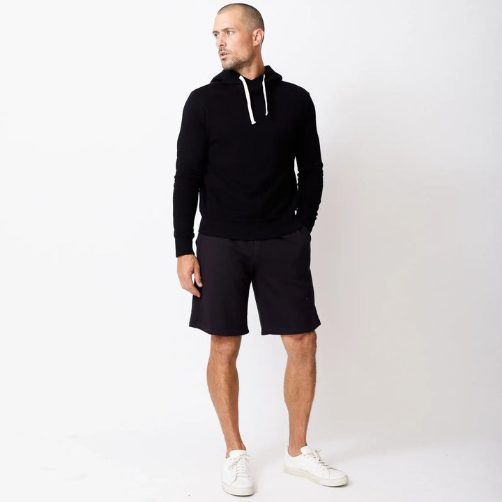 Translation missing: en.Monrow Men's Cotton Blend Waffle Knit Thermal Hoodie in Black-Size Small