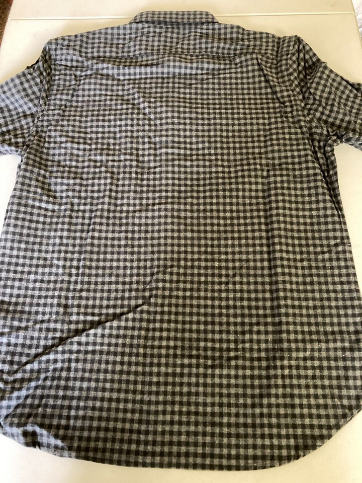 Translation missing: en.DKNY Men's Fulton Gingham Long-Sleeve Cotton Flannel Shirt Charcoal Heather-XL