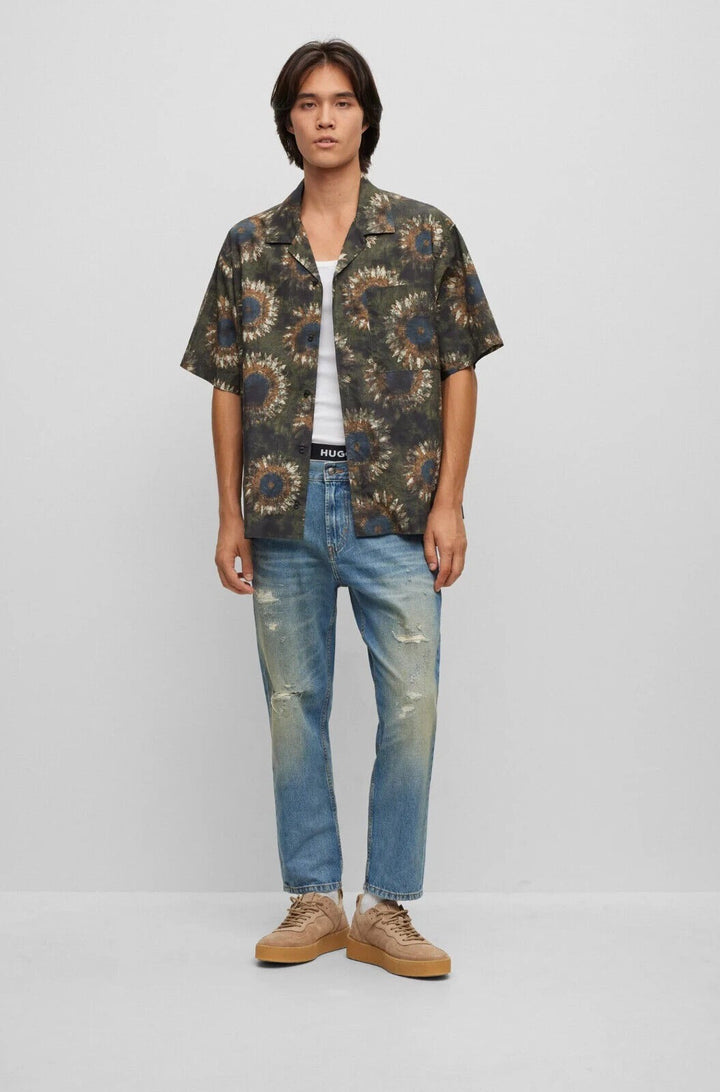 Translation missing: en.Hugo Men's Egeeno Oversized Sunflower Camp Shirt in Open Green-Small