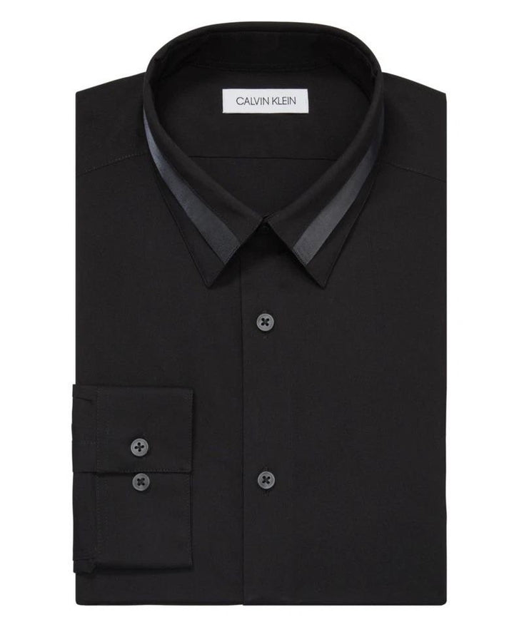 Translation missing: en.Calvin Klein Mens Dress Shirt Slim Fit Formal Infinite Black Solid-15-15.5 34/35