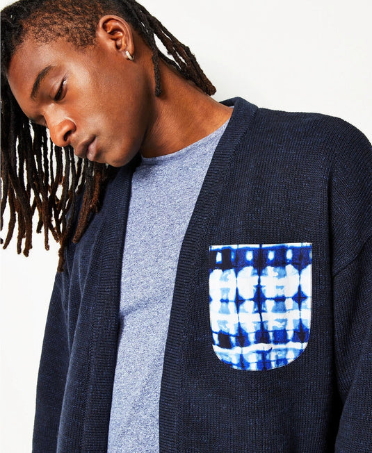 Translation missing: en.Sun + Stone Men's Kazu Kimono Sweater in Moon Indigo-Size Large