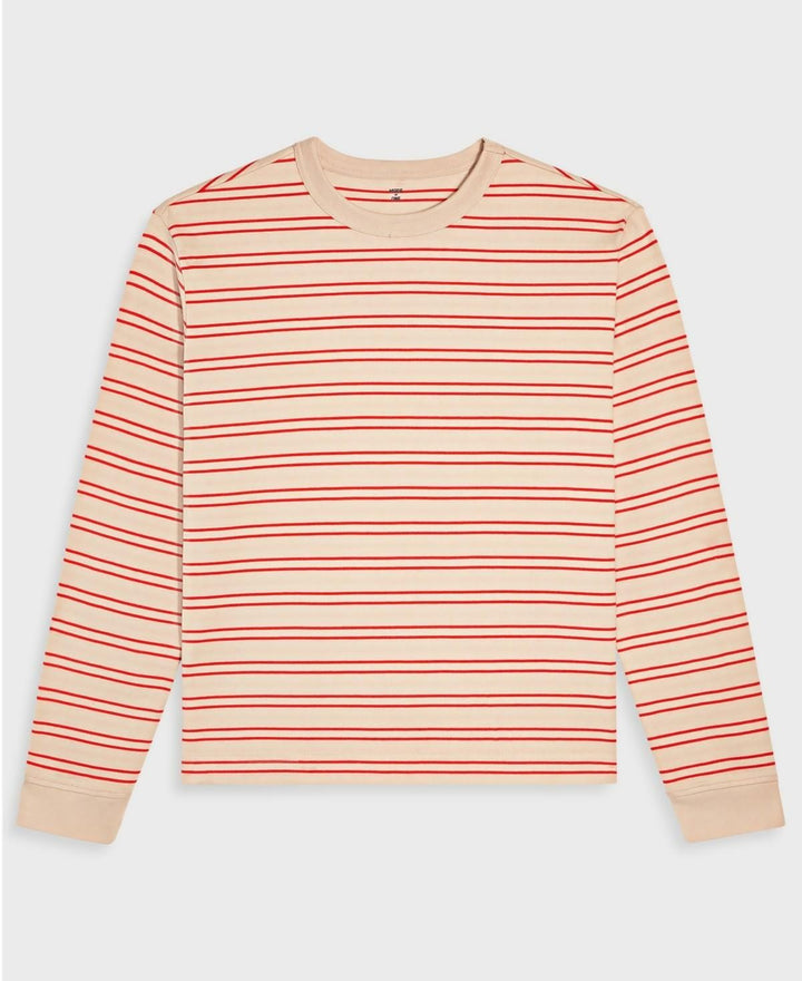 Translation missing: en.Mode of One Men's Long-Sleeve Relaxed Stripe T-Shirt Cinnamon Brulee Size XL