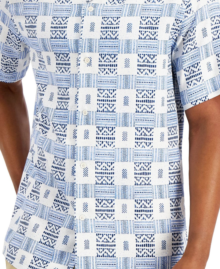 Translation missing: en.Club Room Men's Silk Rayon Tribal Etch Shirt Blue Multi-Small