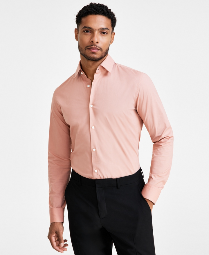 Translation missing: en.Hugo by Hugo Boss Dress Shirt Men's 16.5 34/35 Lt Pastel Red Kenno Slim-Fit