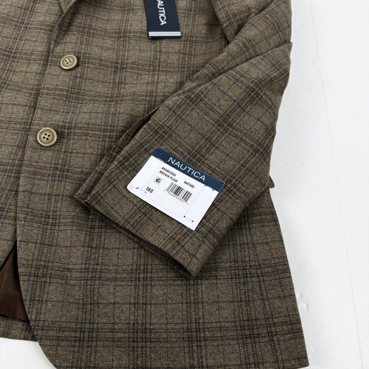 Translation missing: en.Nautica Men's Modern-Fit Branford Plaid Sport Coat Brown Blue Plaid-36S