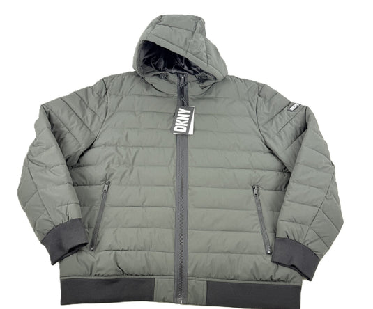 Translation missing: en.DKNY Men s Water Resistant Performance Zip Front Hooded Jacket Dark Green-2XL