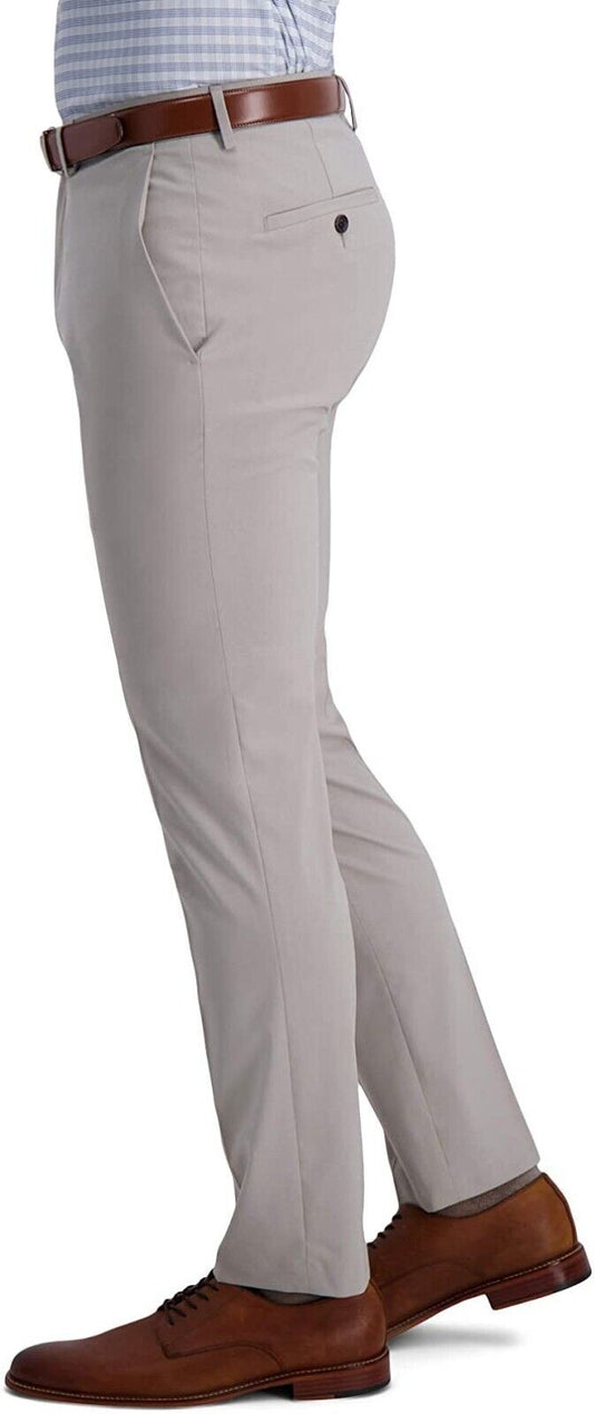 Translation missing: en.Kenneth Cole Reaction Men's Slim-Fit Stretch Heather Glen Plaid Pants Stone-3332