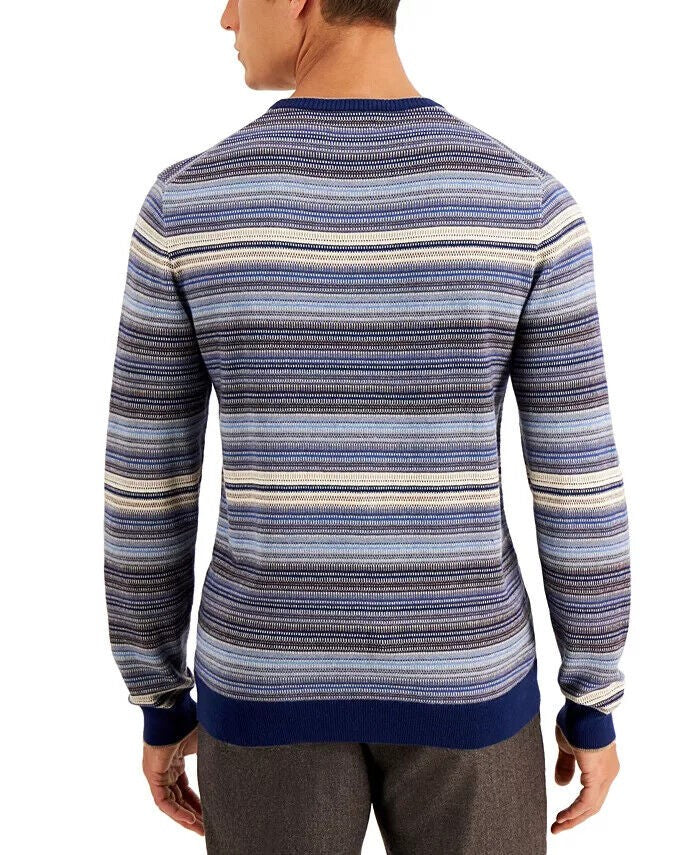 Translation missing: en.Tasso Elba Men's Intarsia Crewneck Sweater Cotton/Viscose/Silk/Cashmere Blue-2XL