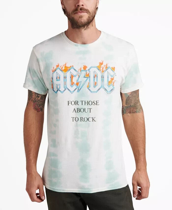 Translation missing: en.Junk Food ACDC for Those About to Rock Band T-shirt White Tie Dye-Size Small