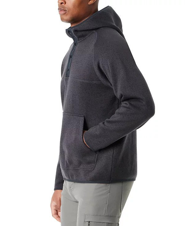 Translation missing: en.Bass Outdoor Hoodie Men's Large Black Beauty Regular-Fit Mixed-Media 1/4-Snap