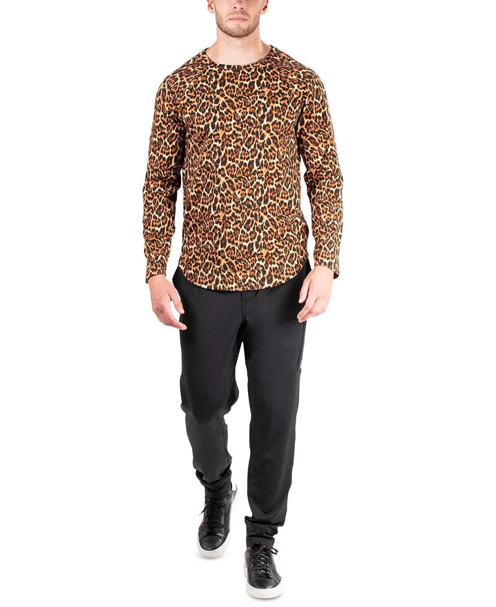 Translation missing: en.Natori Men's Modal/Cotton Kaede Leopard-Print Raglan Shirt Leopard-Medium