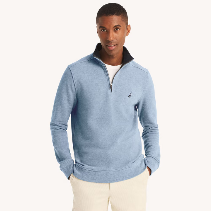 Translation missing: en.Nautica Men's Fleece Quarter-Zip Sweatshirt Deep Anchor Heather-Medium