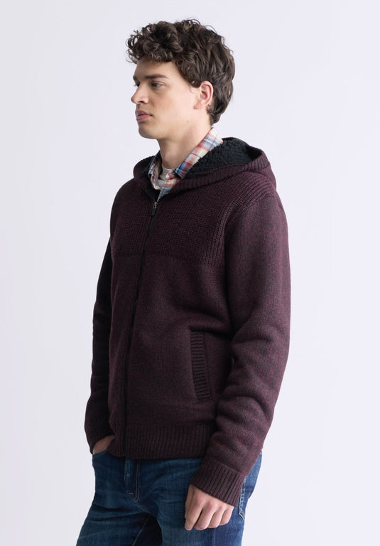 Translation missing: en.Buffalo David Men's Walmick Full-Zip Knit Hoodie with Sherpa Lining - Red - XL