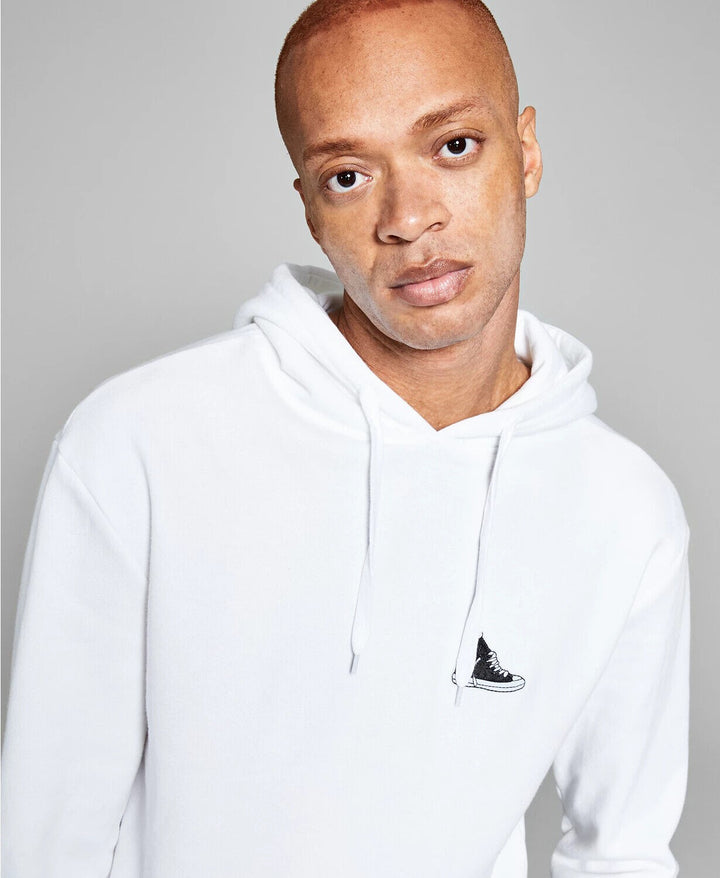Translation missing: en.And Now This Men's Regular Fit Fleece Black Sneaker Patch Hoodie Optic White-Med
