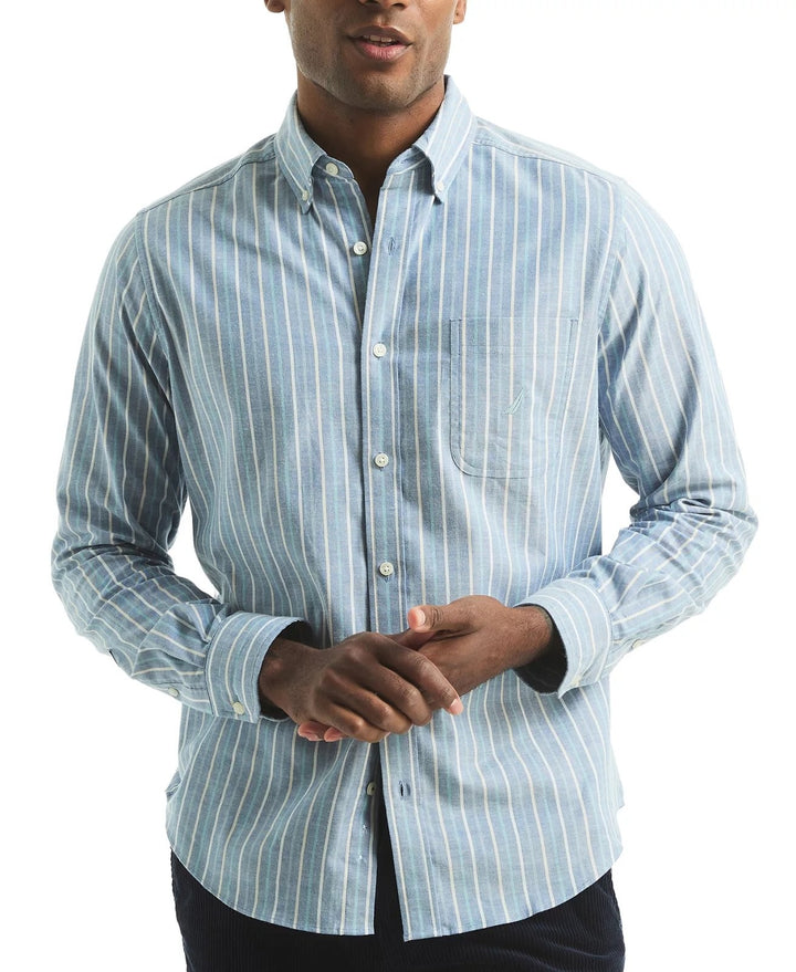 Translation missing: en.Nautica Long Sleeve Oxford Stripe Woven Shirt - Limoges - Small