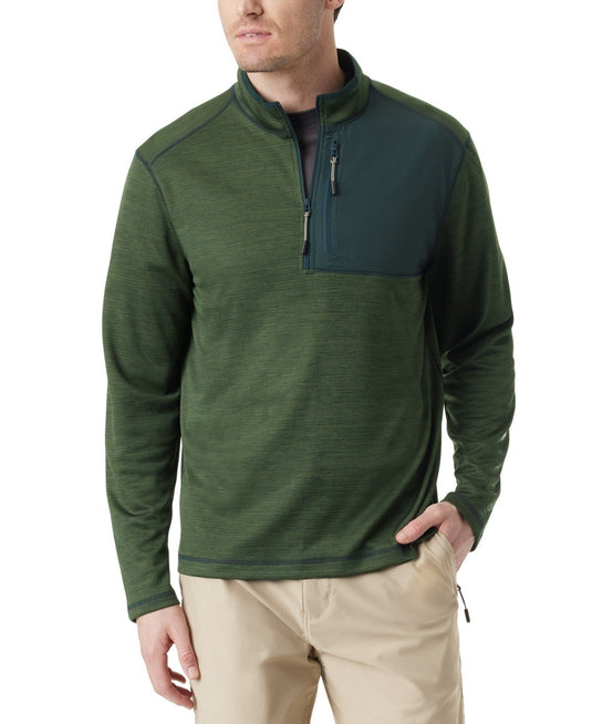 Translation missing: en.Bass Outdoor Men's Quarter-Zip Pullover - Scarab Forest Night Green-Medium