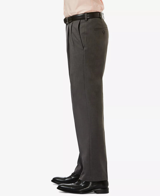Translation missing: en.Haggar Men's Cool 18Pro Reg-Fit Expand Waist Pleated Dress Pants Charcoal-42/29