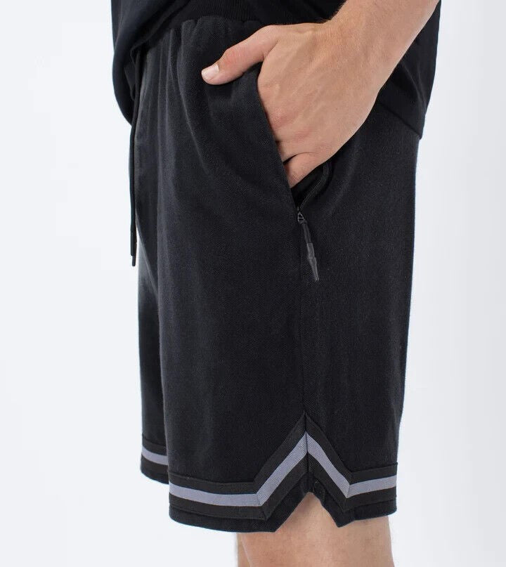 Translation missing: en.ZANEROBE Men's Organic Cotton Spill Pique Basketball Short GD Black-Size 38