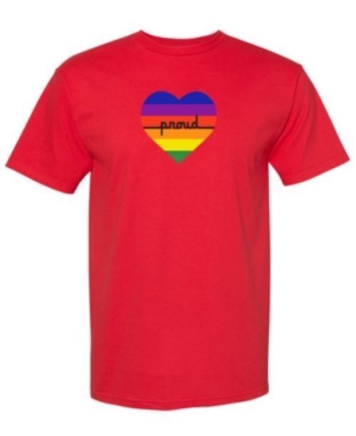 Translation missing: en.The Phluid Project Rainbow Heart Graphic T-Shirt in Red-Large