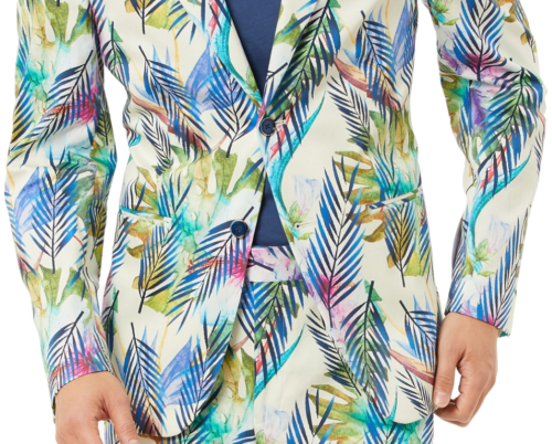 Translation missing: en.Tallia Men's Cotton Blend Tropical Slim Fit Blazer in Blue Cream-XL 44-46