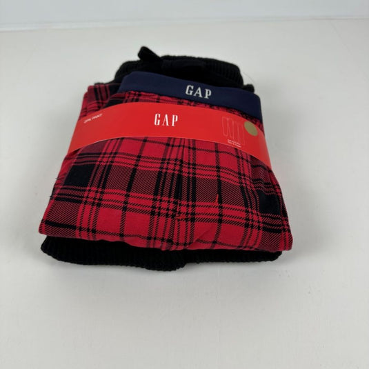 Translation missing: en.Gap Mens 2Pk. Waffle-Knit Jogger-Leg Pajama Pants True Black &amp; Red Plaid-Medium
