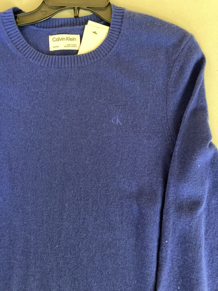 Translation missing: en.Calvin Klein Men's Solid Crewneck Merino Wool Sweater Kinetic Blue-XS