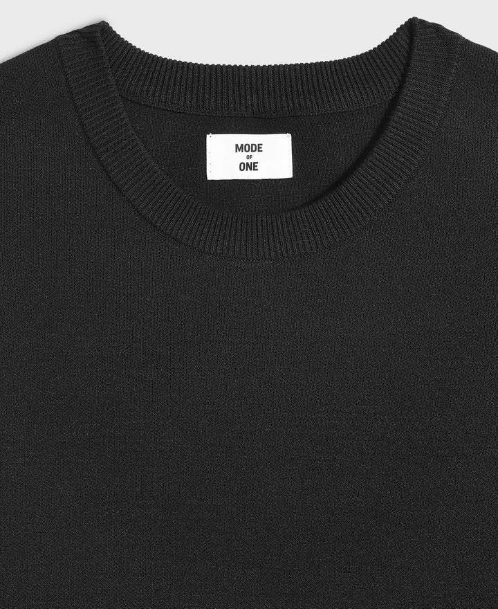 Translation missing: en.Mode of One Sweater Deep Black Size Medium Relax-Fit Short-Sleeve Crewneck Mens