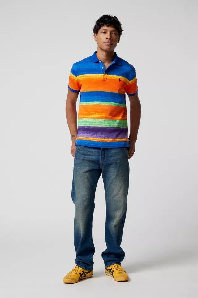 Translation missing: en.Polo Ralph Lauren Mens Spa Striped Terry Polo Shirt in Electric Stripe