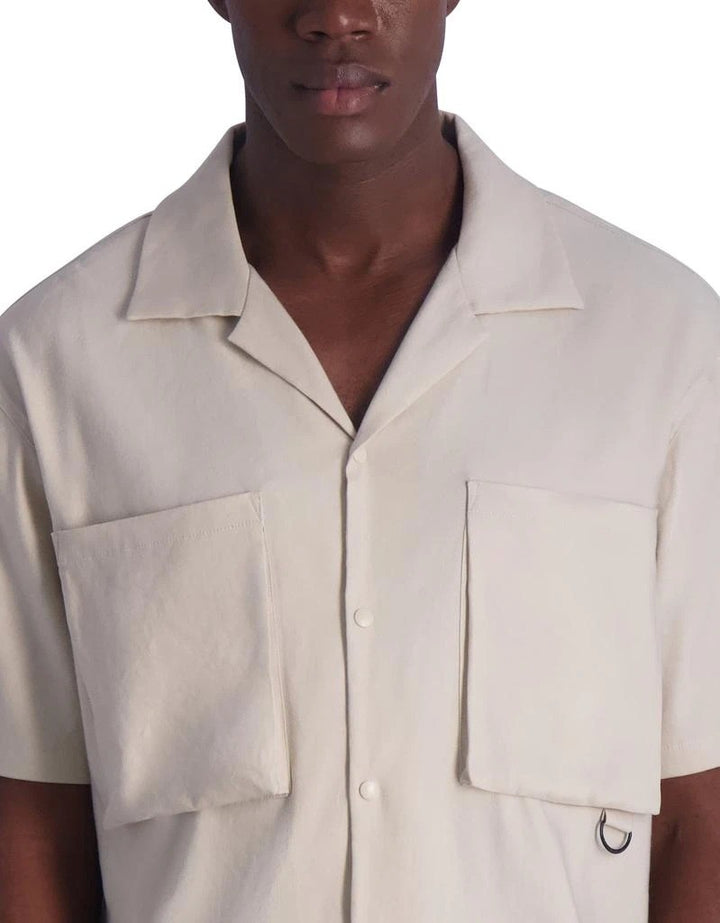 Translation missing: en.Karl Lagerfeld Paris Men's Short Sleeve Patch Pocket Shirt Jacket Tan-Small