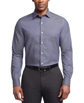 Translation missing: en.Tommy Hilfiger Dress Shirt Men's 18 34/35 Peacoat Solid Reg Fit Stretch Twill