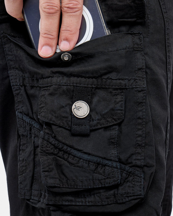 Translation missing: en.X RAY Men's Belted Cargo Shorts 12 Inseam With Snap Detail All Cotton Black-48W