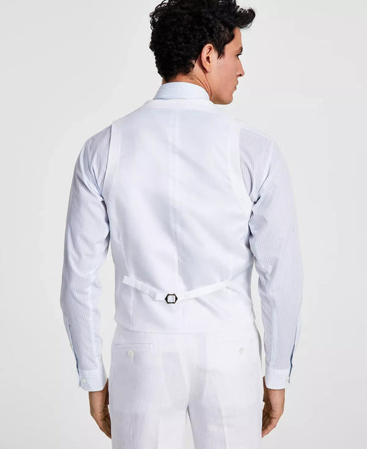 Translation missing: en.Bar III Men's Slim Fit Linen Suit Vest in White-Large 40-42R