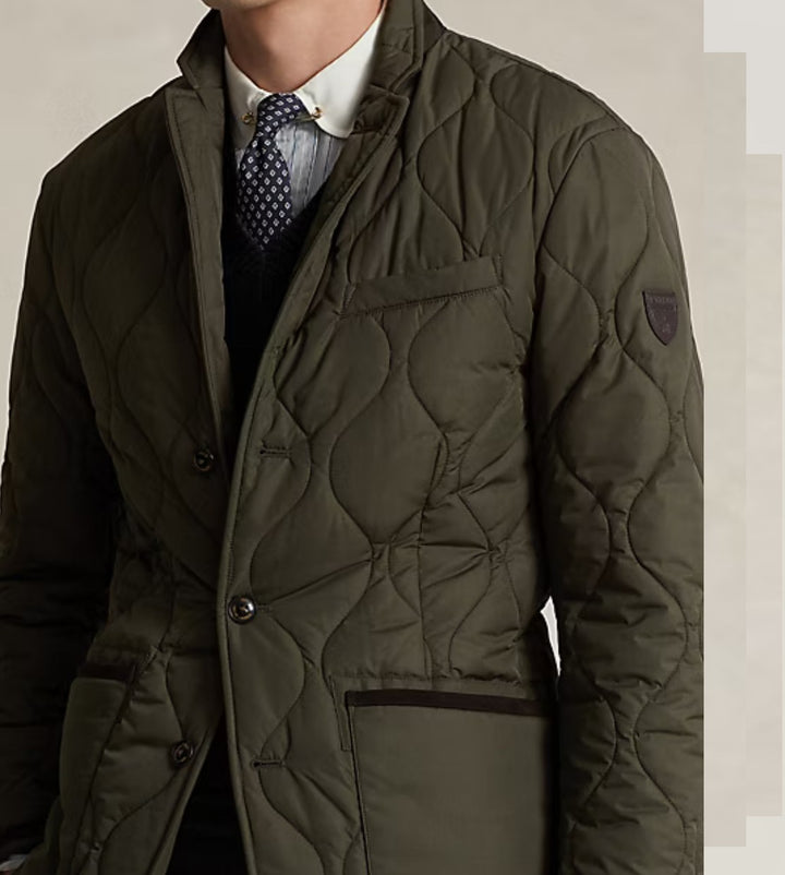 Translation missing: en.Polo Ralph Lauren Men's Suede Trimmed Quilted Jacket in Olive Green-2XL