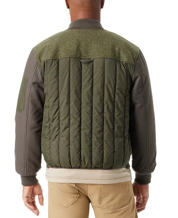 Translation missing: en.Bass Outdoor Bomber Jacket Mens Small Green Hero Mixed Media Zip-Front Bomber