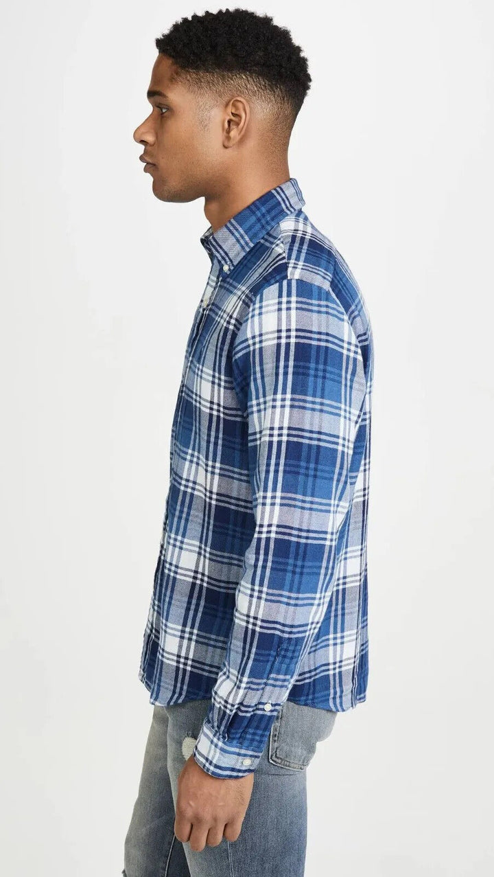 Translation missing: en.Polo Ralph Lauren Navy White Long Sleeves Flannel Plaid Shirt Blue/White-Size XS