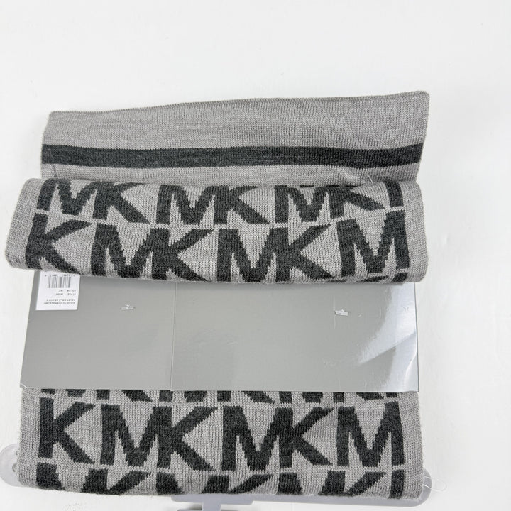 Translation missing: en.Michael Kors Unisex Logo Beanie &amp; Scarf Set in Grey-One Size