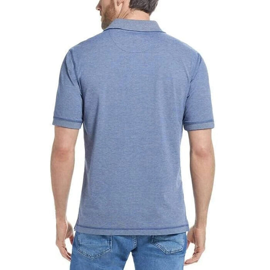 Translation missing: en.Weatherproof Men's Short Sleeves Micro Stripe Knit Polo Shirt Navy Peony-2XL