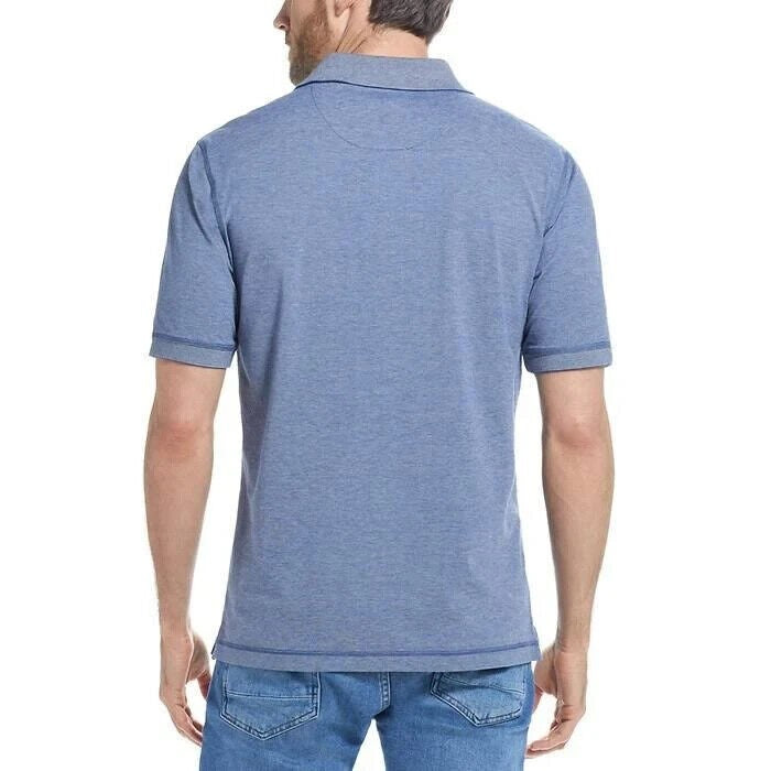 Translation missing: en.Weatherproof Men's Short Sleeves Micro Stripe Knit Polo Shirt Navy Peony-2XL