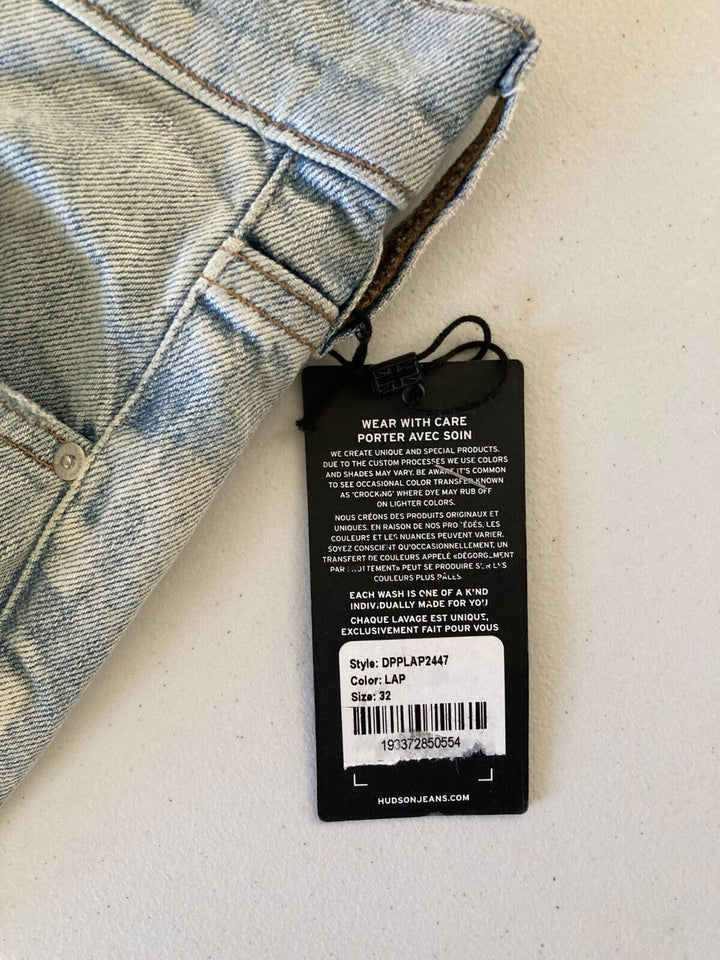 Translation missing: en.Hudson Men's Zack Skinny Fit Moto Biker Jeans In Mineral Blue-30/32