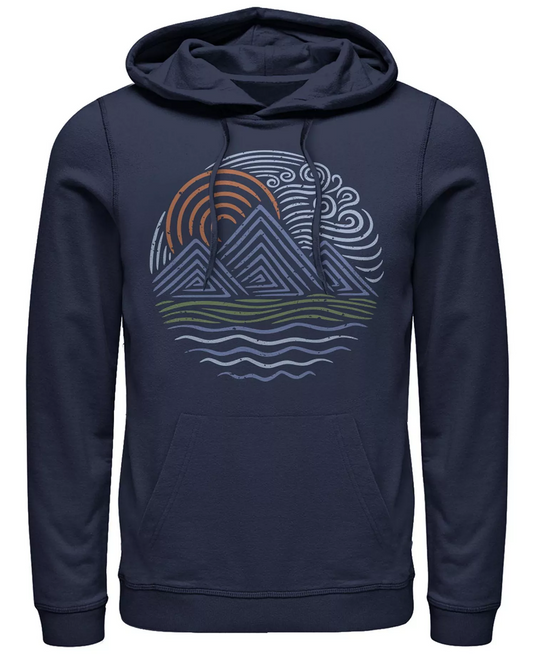 Translation missing: en.Zuni Men's Lost Gods Outdoor Lines Waves Pull Over Hoodie Navy Blue - Small
