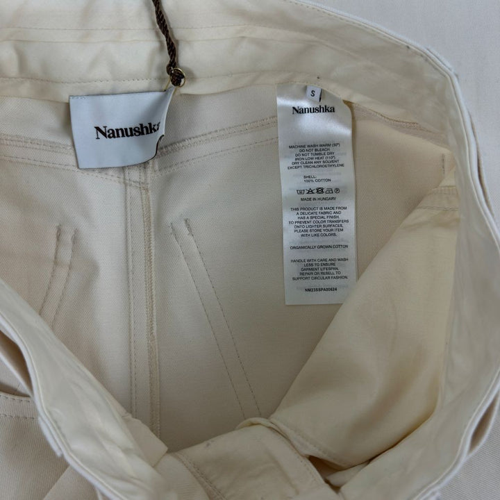Translation missing: en.Nanushka Men's Ferre Structured Twill  Belted Pants Creme-Small 30W
