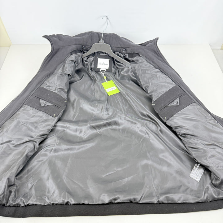 Translation missing: en.Sam Edelman Men's Hooded Wool Blend Coat With Bib - Black-Size XL