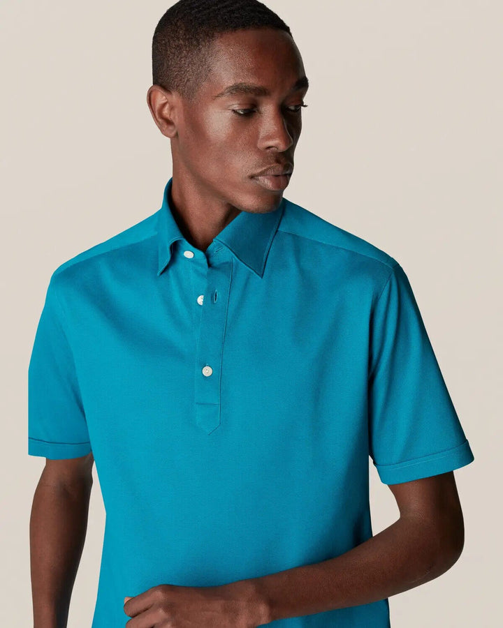 Translation missing: en.Eton Men's Contemporary-Fit Pique Polo in Teal- Size 3XL