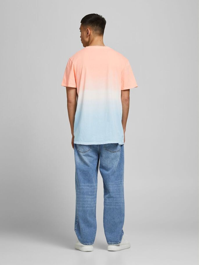 Translation missing: en.Jack &amp; Jones Men's Joralooha Oversized Fit Dip Dye Crewneck Tee Coral-Large