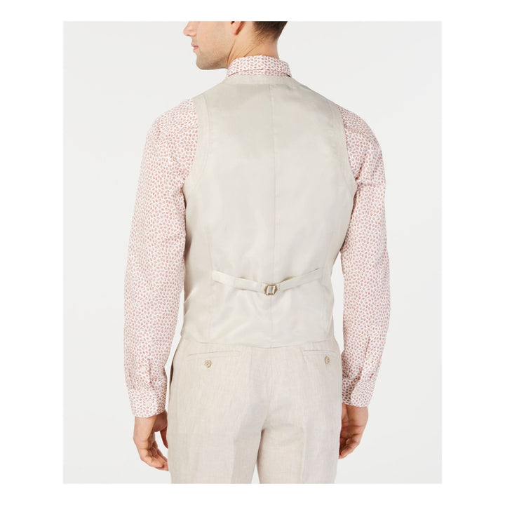 Translation missing: en.Bar III Suit Vest Mens Size Medium 36-38R Tan Solid Slim-Fit Linen